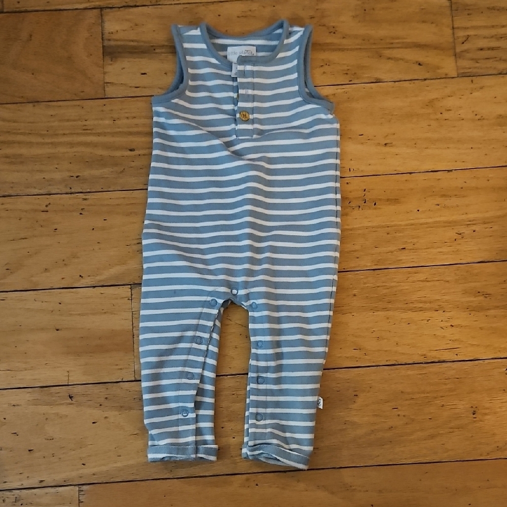 Blue and White Striped Baby Romper